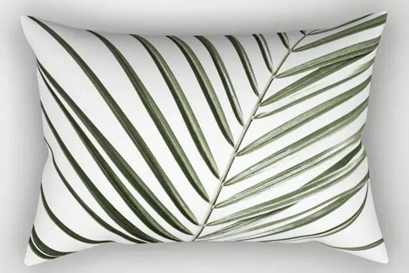 Tropical Plant Leaf Pillowcase | Boho Cushion Cover for Sofa, Living Room & Car (12x20 in)