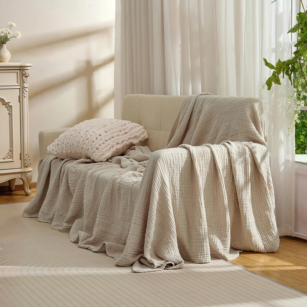 6-Layer Cotton Muslin Throw Blanket | Soft & Breathable All-Season Throw