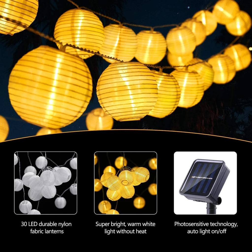 Solar Lantern String Lights | Waterproof Outdoor LED Patio Lights