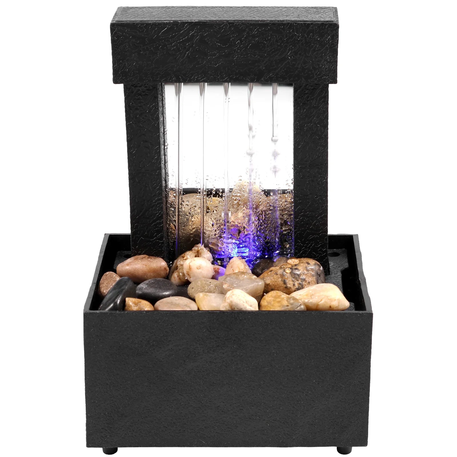 Desktop Waterfall Fountain with Soft Light & Natural Pebbles